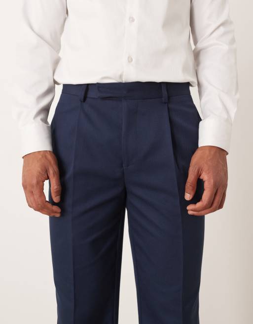 ASOS DESIGN straight tuxedo pants in navy twill, 4 of 5