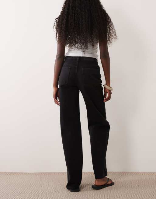 ASOS DESIGN straight wide leg jeans in black, 3 of 5