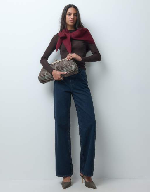 ASOS DESIGN straight wide leg jeans in blue black, 2 of 5