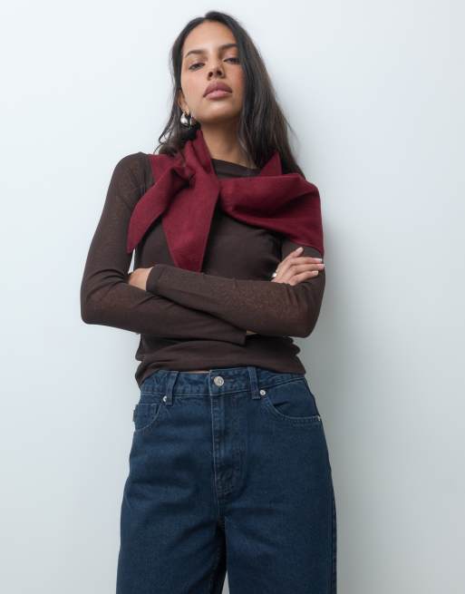 ASOS DESIGN straight wide leg jeans in blue black, 4 of 5