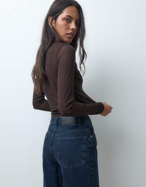 ASOS DESIGN straight wide leg jeans in blue black, 5 of 5