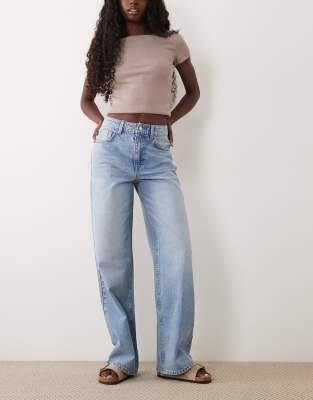 Asos Design Straight Wide Leg Jeans In Multi