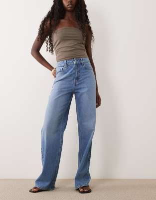 Asos Design Straight Wide Leg Jeans In Multi