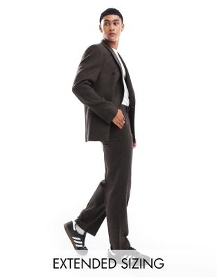 Asos Design Straight Wool Blend Suit Pants In Black