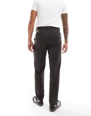 Asos Design Straight Wool Blend Suit Pants In Black