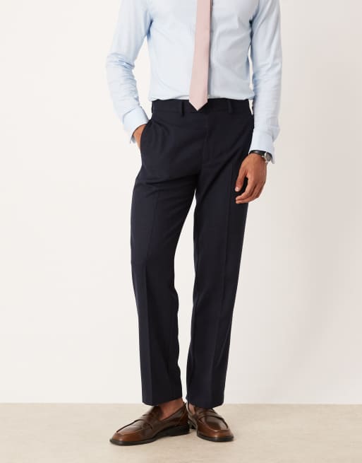 ASOS DESIGN straight wool look suit pants in navy, 2 of 5