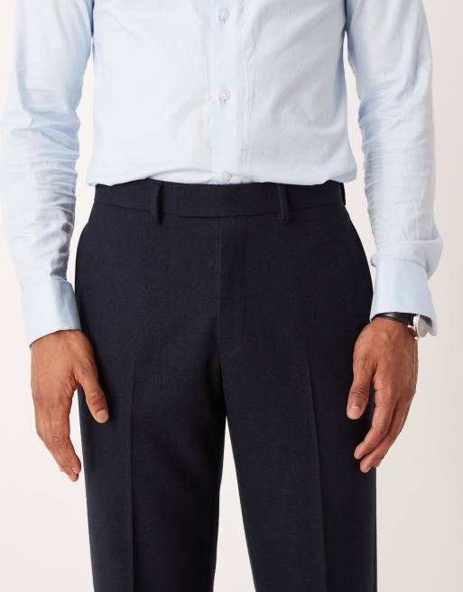 ASOS DESIGN straight wool look suit pants in navy, 4 of 5