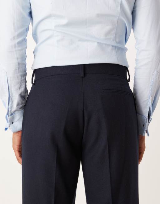 ASOS DESIGN straight wool look suit trouser in navy, 5 of 5