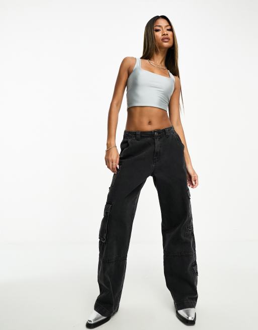 ASOS DESIGN - Strak cropped disco-hemdje in zilver, 3 van 4