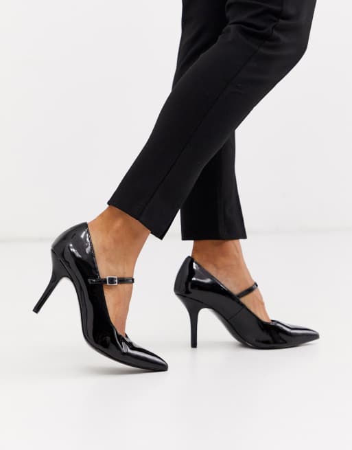 Black patent mid clearance heels