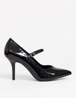 black patent mary jane heels
