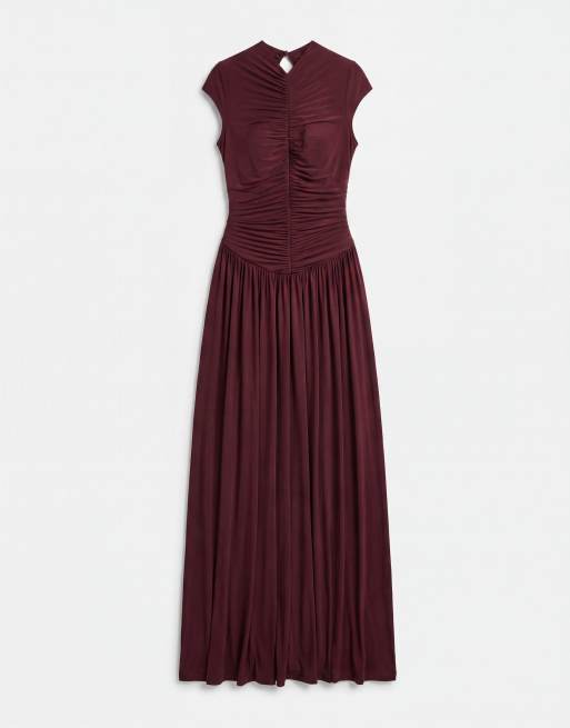 ASOS DESIGN stram maxi-kjole med rynket front og vid nederdel i fig, 5 af 8