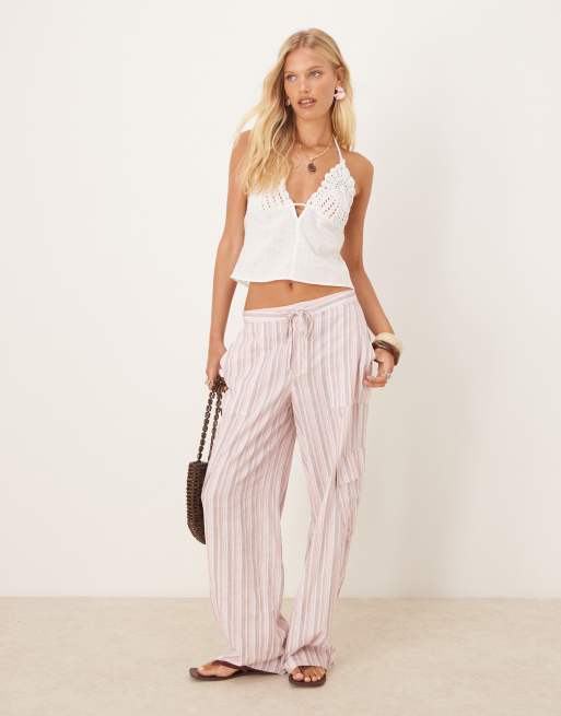 ASOS DESIGN - Strand cami top met textuur en inzetstukken in wit, 4 van 4