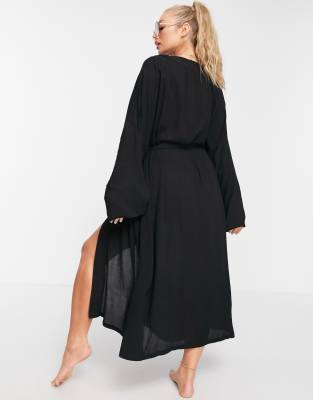 Excart Friseursalon-Bekleidung – Wasserdichter Kimono Für Kunden, Schwarz, 139x65 Cm