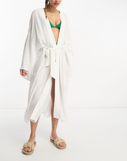  ASOS DESIGN – Strand-Kimono in Weiß mit Maxilänge, 3 von 4