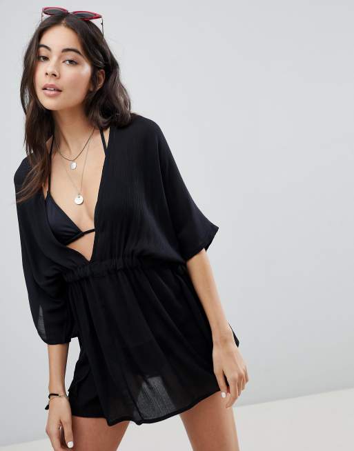 ASOS DESIGN – Strand-Kimono mit Tunnelzug an der Taille