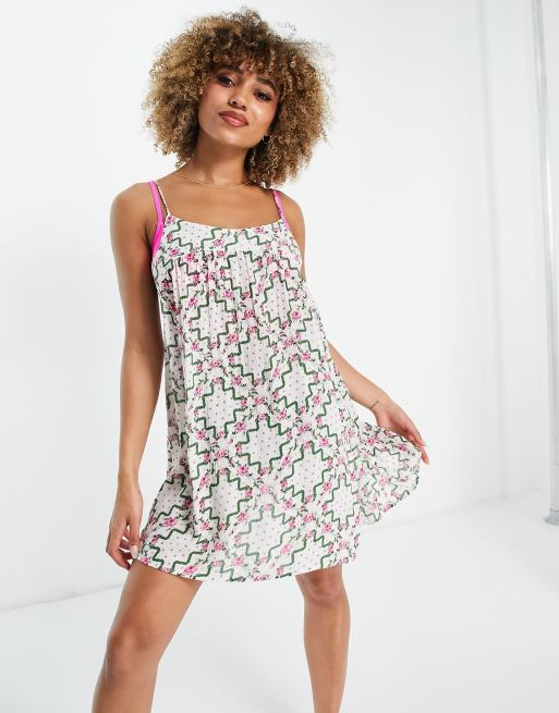 ASOS DESIGN - Strand-minikjole med sløjfe bagpå i fliseprint, 4 af 4