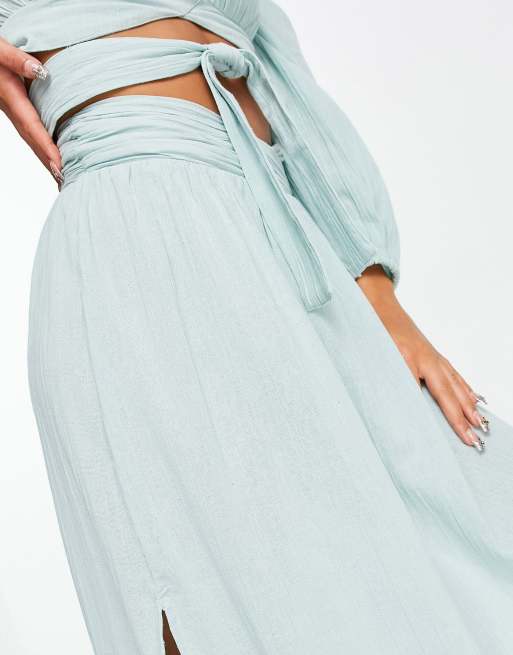 ASOS DESIGN – Strand-Sarong mit überkreuztem Wickeldetail in Blau, Kombiteil, 2 von 4