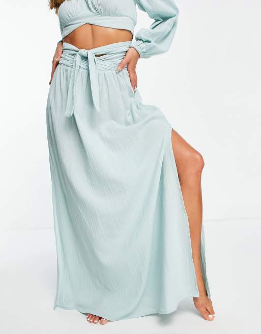 ASOS DESIGN – Strand-Sarong mit überkreuztem Wickeldetail in Blau, Kombiteil, 3 von 4