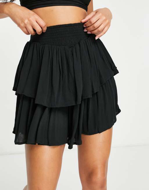 ASOS DESIGN – Strand-Shorts im Lagenlook in Schwarz, Kombiteil, 3 von 4