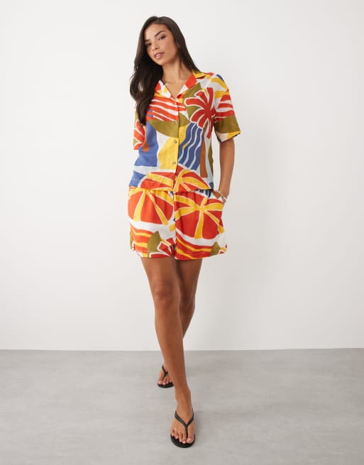 ASOS DESIGN - Strandoverhemd met abstracte print, deel van co-ord set, 3 van 4