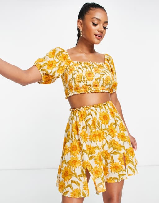 ASOS DESIGN – Strandrock mit Rüschenkante und Sonnenblumenmuster, Kombiteil, 4 von 4