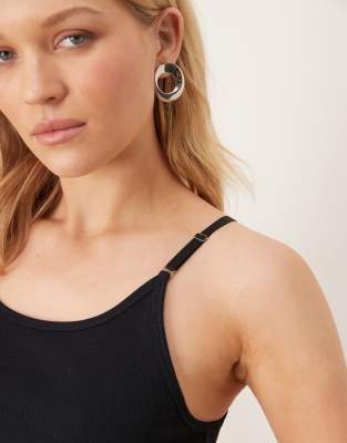 Asos Design Strap Detail Scoop Neck Tank Top In Black