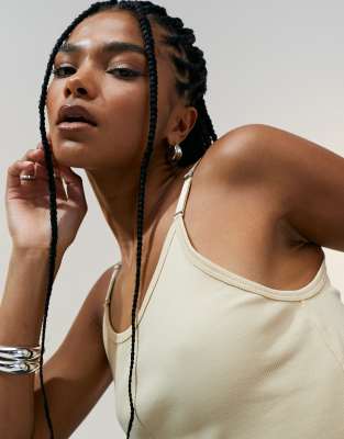 Asos Design Strap Detail Scoop Neck Tank Top In Yellow