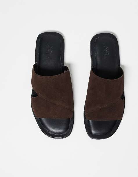 ASOS DESIGN strap sandals in brown suede - view 1