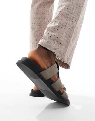 Asos Design Strap Sandals In Gray