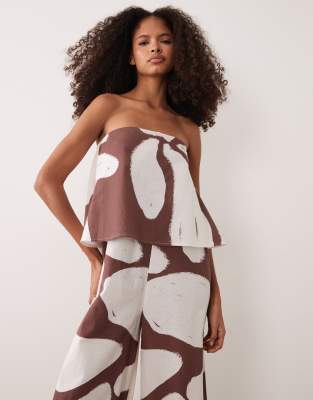 Asos Design Strapless Double Layer Jumpsuit In Multi