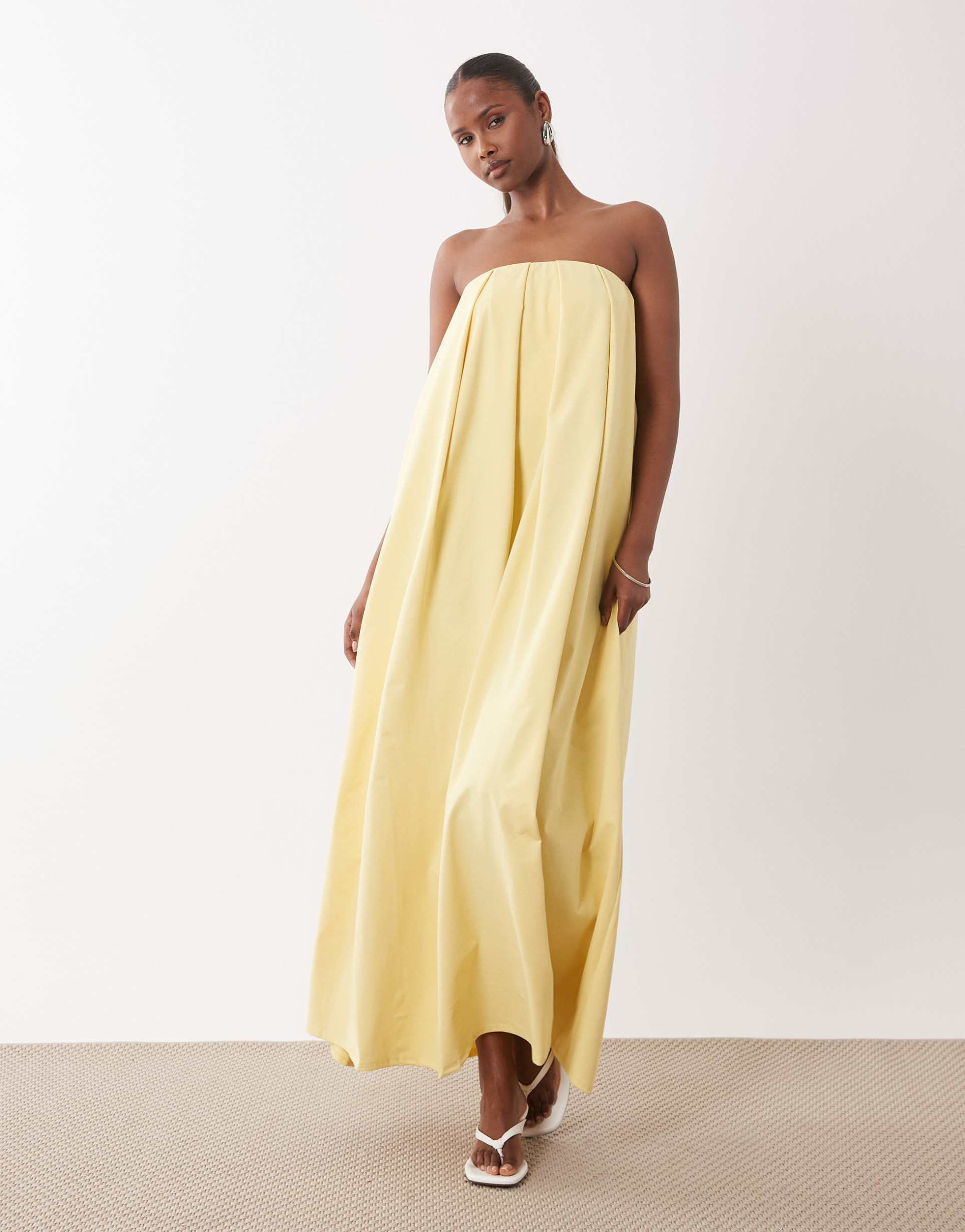 asos design strapless maxi dress in yellow