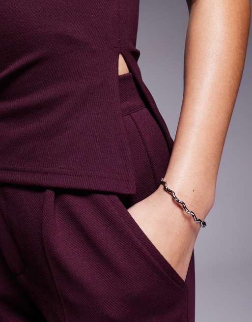 ASOS DESIGN strapless ruched side top in burgundy - part of a set