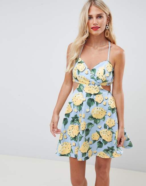 ASOS DESIGN strappy babydoll mini dress in floral print | ASOS