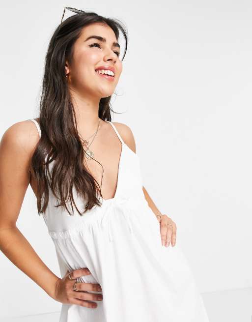 ASOS DESIGN strappy babydoll sundress in white ASOS