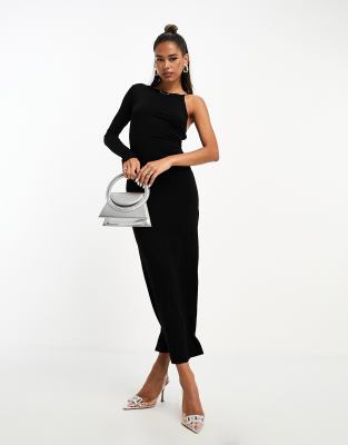 Asos Design Strappy Back Detail Midi Dress In Black In Black