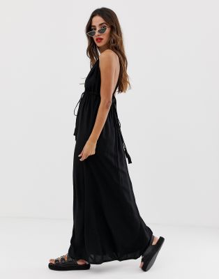 black maxi dress beach