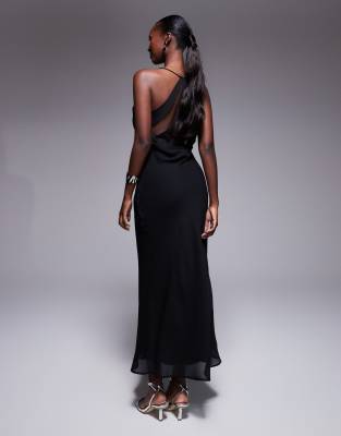 Asos Design Strappy Cami Cowl Neck Panelled Bias Midi Dress In Animal Print