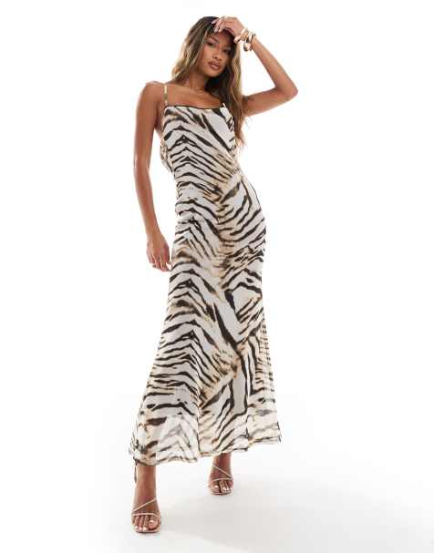 ASOS DESIGN strappy cami maxi dress in tonal animal print - view 1