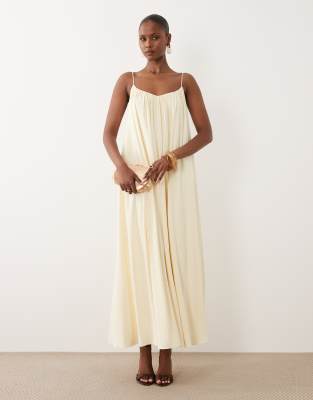 Asos Design Strappy Cami Trapeze Maxi Dress In White