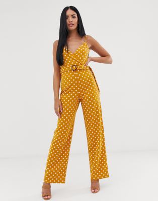 mustard polka dot jumpsuit