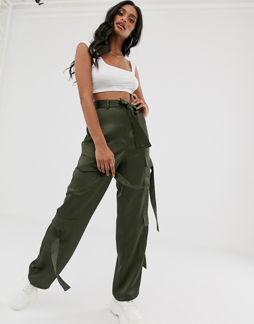 ASOS DESIGN strappy combat trousers-Green