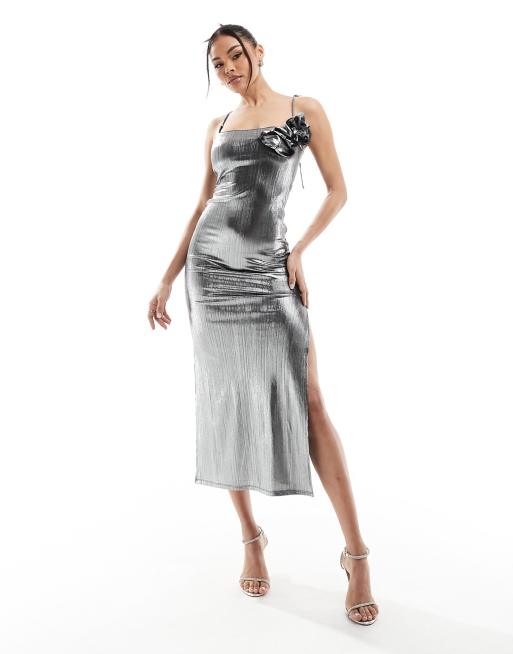 Asos metallic dress hotsell