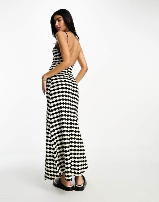 Asos black and white midi outlet dress