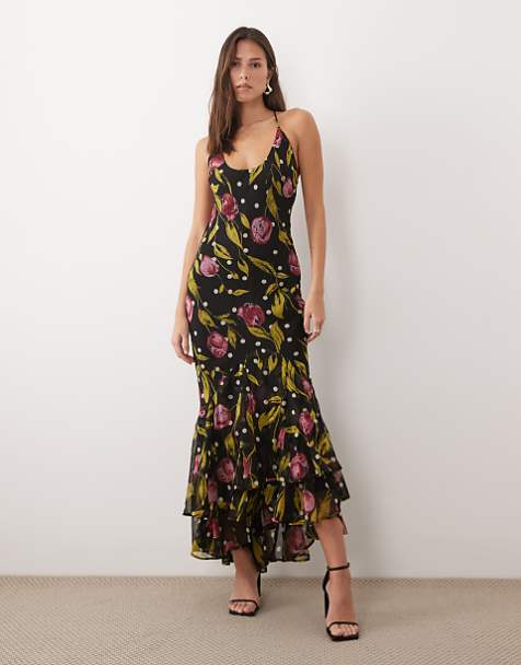 asos women dresses Women's DESIGN Featuring a crew neck and a layered twist detail on the chest Women's Evening Dresses & Formal