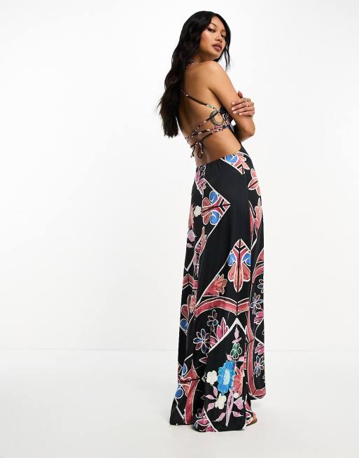 Tile print maxi outlet dress