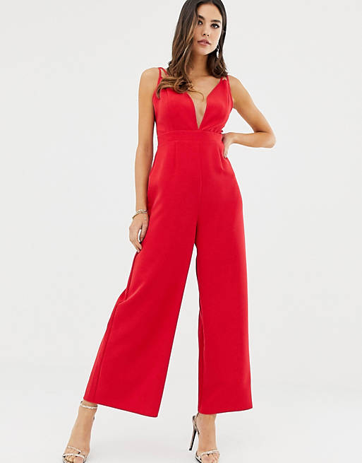 ASOS DESIGN strappy jumpsuit with culotte leg | ASOS