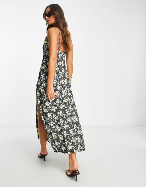 Miss Selfridge red ribbon trim maxi dress in animal print