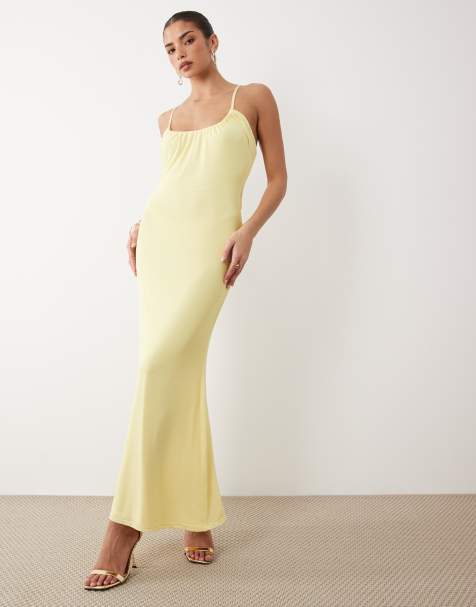ASOS DESIGN strappy mesh cami style maxi dress in buttermilk - view 1