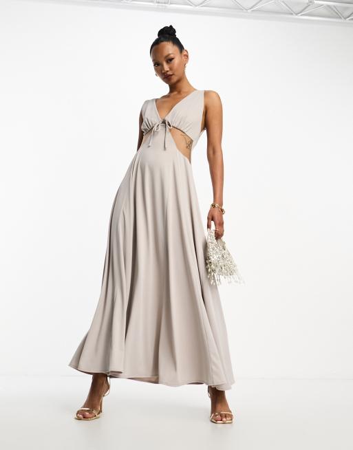 Maternity Stone Slinky One Shoulder Maxi Dress